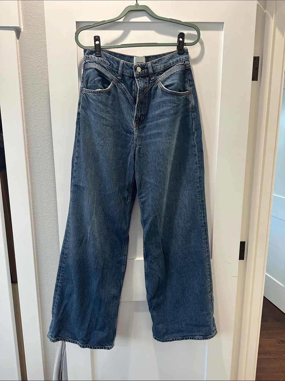 Reformation Women's Wide Leg Blue Denim Jeans